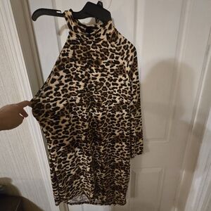 SHEIN Curve Leopard Print Dress in Brown & Black